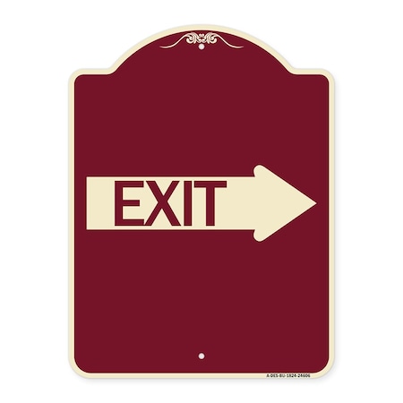 Signmission Exit With Right Arrow Heavy-Gauge Aluminum Architectural Sign, 24" H, 18" L, BU-1824-24606 A-DES-BU-1824-24606